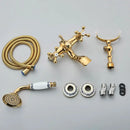 GobekUsa Golden Black Bathtub Faucet with Hand Shower and Rotate Spout