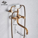 GobekUsa Golden Black Bathtub Faucet with Hand Shower and Rotate Spout