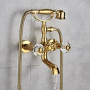 GobekUsa Golden Black Bathtub Faucet with Hand Shower and Rotate Spout