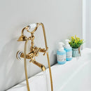 GobekUsa Golden Black Bathtub Faucet with Hand Shower and Rotate Spout