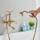 GobekUsa Golden Black Bathtub Faucet with Hand Shower and Rotate Spout