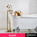GobekUsa Dual Handle Clawfoot Bathtub Shower Faucet, Golden Polished Free Standing Mixer