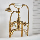 GobekUsa Dual Handle Clawfoot Bathtub Shower Faucet, Golden Polished Free Standing Mixer