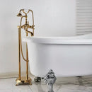 GobekUsa Dual Handle Clawfoot Bathtub Shower Faucet, Golden Polished Free Standing Mixer