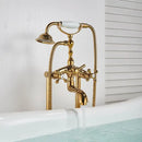 GobekUsa Dual Handle Clawfoot Bathtub Shower Faucet, Golden Polished Free Standing Mixer