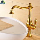 GobekUsa Golden Basin Faucet Single Handle Brass Mixer Tap for Bathroom and Kitchen