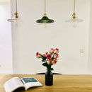 GobekUsa Green Brass Glass LED Pendant Light for Kitchen Cafe Bar Loft Decoration