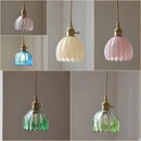 GobekUsa Green LED Pendant Light Fixture Glass Japan Style Hang Lamp
