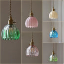 GobekUsa Green LED Pendant Light Fixture Glass Japan Style Hang Lamp