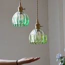GobekUsa Green LED Pendant Light Fixture Glass Japan Style Hang Lamp
