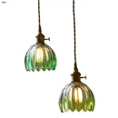GobekUsa Green LED Pendant Light Fixture Glass Japan Style Hang Lamp