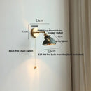 GobekUsa Green Glass LED Wall Sconce, Modern Nordic Rotate Copper Stair Light