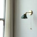 GobekUsa Green Glass LED Wall Sconce, Modern Nordic Rotate Copper Stair Light