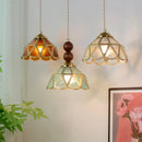 GobekUsa Blue Glass LED Pendant Light: Modern Nordic Tiffany Hanging Lamp for Bedroom & Dining Room