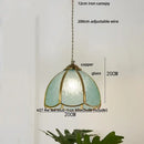 GobekUsa Blue Glass LED Pendant Light: Modern Nordic Tiffany Hanging Lamp for Bedroom & Dining Room
