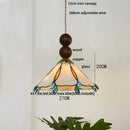 GobekUsa Blue Glass LED Pendant Light: Modern Nordic Tiffany Hanging Lamp for Bedroom & Dining Room