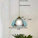 GobekUsa Blue Glass LED Pendant Light: Modern Nordic Tiffany Hanging Lamp for Bedroom & Dining Room