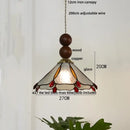 GobekUsa Blue Glass LED Pendant Light: Modern Nordic Tiffany Hanging Lamp for Bedroom & Dining Room