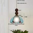 GobekUsa Blue Glass LED Pendant Light: Modern Nordic Tiffany Hanging Lamp for Bedroom & Dining Room