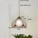 GobekUsa Blue Glass LED Pendant Light: Modern Nordic Tiffany Hanging Lamp for Bedroom & Dining Room