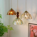 GobekUsa Blue Glass LED Pendant Light: Modern Nordic Tiffany Hanging Lamp for Bedroom & Dining Room