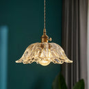 Vintage Green Glass Pendant Light With Brass Details