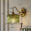 GobekUsa Green Glass LED Wall Light with Copper Knob Switch for Modern Home Décor