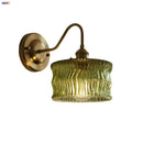 GobekUsa Green Glass LED Wall Light with Copper Knob Switch for Modern Home Décor