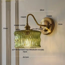 GobekUsa Green Glass LED Wall Light with Copper Knob Switch for Modern Home Décor
