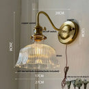 GobekUsa Green Glass LED Wall Light with Copper Knob Switch for Modern Home Décor