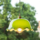 GobekUsa Green Lotus LED Pendant Light Glass Hanging Lamp