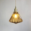 GobekUsa Brass Pumpkin LED Pendant Light - Japanese Style Bedroom Suspension