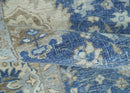 Vintage Hand Knotted 2x4 Blue, Ivory and Gray Traditional Oxidized Textured Persian Low Pile Wool Rug | N3424