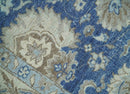 Vintage Hand Knotted 2x4 Blue, Ivory and Gray Traditional Oxidized Textured Persian Low Pile Wool Rug | N3424