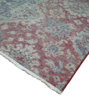 Vintage Maroon and Blue Persian Hand Knotted Wool Rug 2x4 - Oxidized