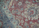 Vintage Maroon and Blue Persian Hand Knotted Wool Rug 2x4 - Oxidized