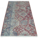 Vintage Maroon and Blue Persian Hand Knotted Wool Rug 2x4 - Oxidized