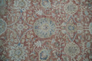 Vintage Hand Knotted 8x10 Rust and Blue Traditional Oxidized Textured Persian Low Pile Wool Rug | TRD2601