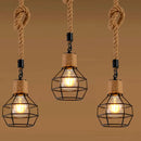 Vintage Hemp Rope Iron Pendant Light in Black