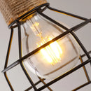 Vintage Hemp Rope Iron Pendant Light in Black