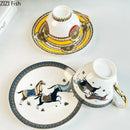 GobekUsa Bone Porcelain Coffee Mug Cup Saucer Set for Dining Table Tea Fruits Juice
