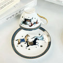 GobekUsa Bone Porcelain Coffee Mug Cup Saucer Set for Dining Table Tea Fruits Juice