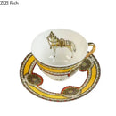 GobekUsa Bone Porcelain Coffee Mug Cup Saucer Set for Dining Table Tea Fruits Juice