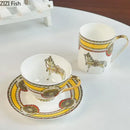 GobekUsa Bone Porcelain Coffee Mug Cup Saucer Set for Dining Table Tea Fruits Juice