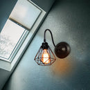 Vintage industrial cage wall lamp bedroom black metal sconce by Decorbites