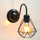 Vintage industrial cage wall lamp bedroom black metal sconce by Decorbites
