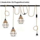 Vintage Industrial Hemp Rope Plug-In Pendant Light