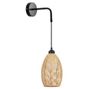 Vintage industrial hemp rope wall lamp bedroom rattan sconce by Decorbites