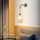 Vintage industrial hemp rope wall lamp bedroom rattan sconce by Decorbites