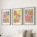 Boho Chic Botanical Decor. Set of 3 Abstract Flowers Prints by Wall Art Set